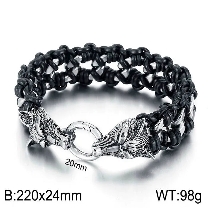 retro color block titanium steel braid men's bracelets