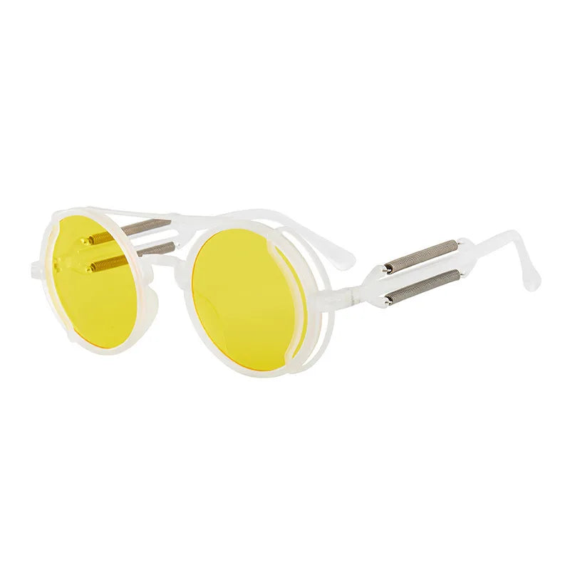 classic style solid color ac round frame full frame men's sunglasses