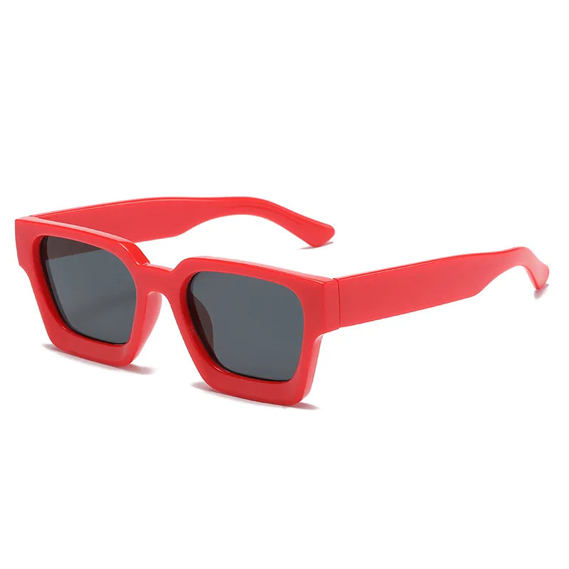 basic simple style solid color pc square full frame men's sunglasses