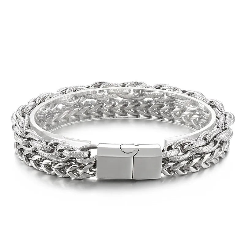 Basic Solid Color Titanium Steel Chain 18K Gold Plated Men's Bracelets