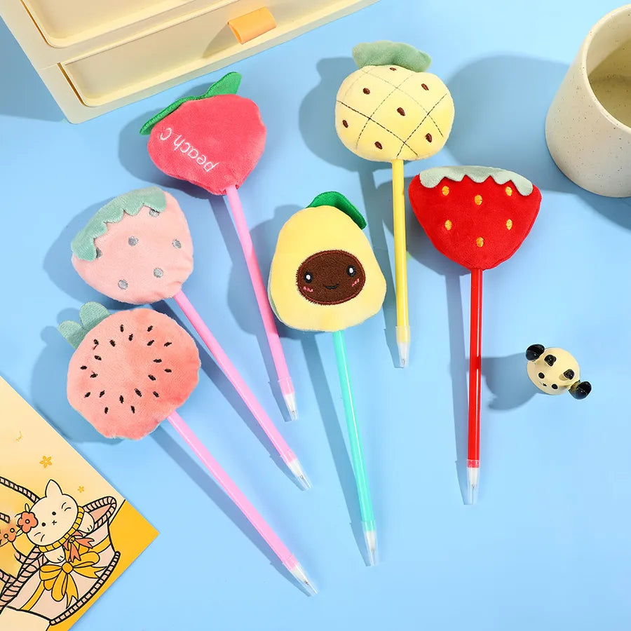 1 Piece Fruit Class Learning School PP Plush Cute Ballpoint Pen
