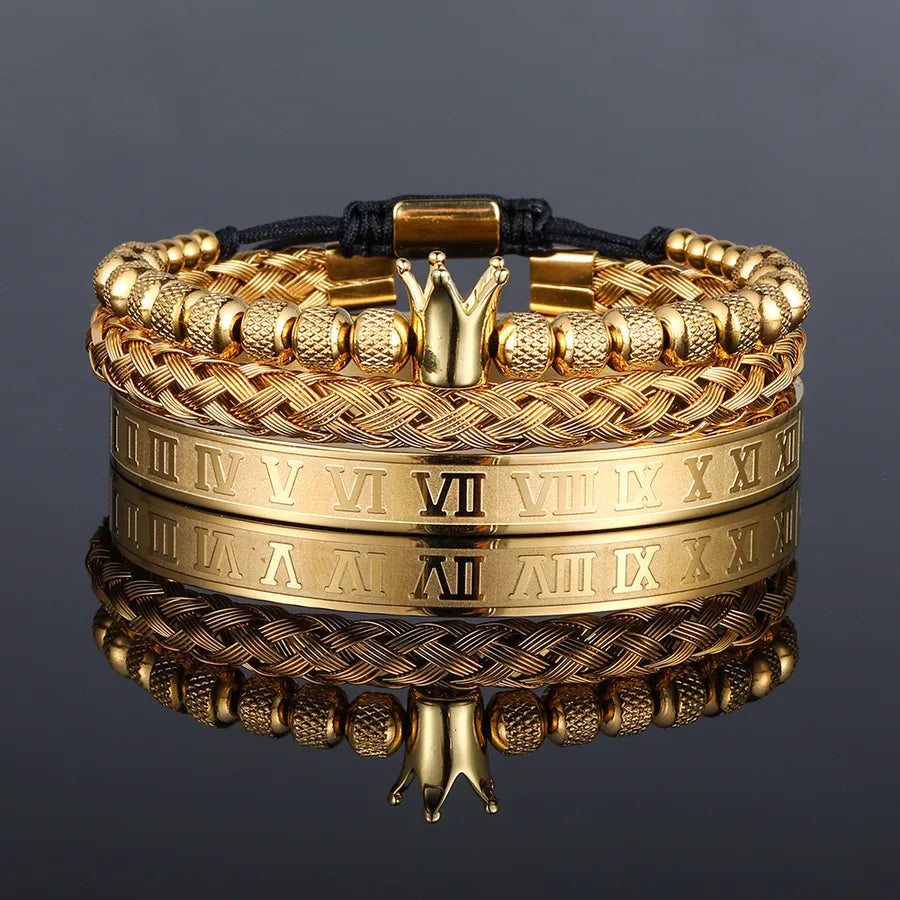 punk crown stainless steel bracelets bangle