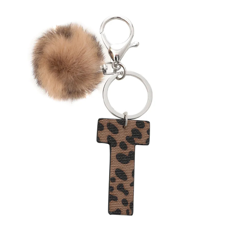 retro leopard pu leather bag pendant keychain