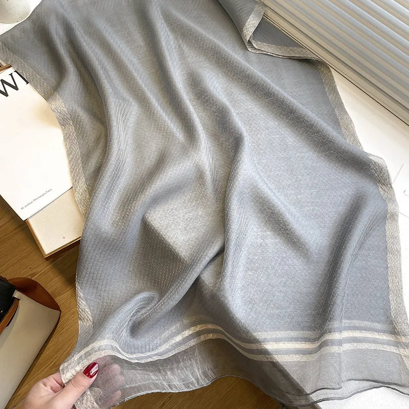 women's simple style solid color  silk fleece silk scarf