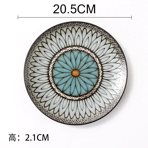 Retro Solid Color Flower ceramics Tableware 1 Piece