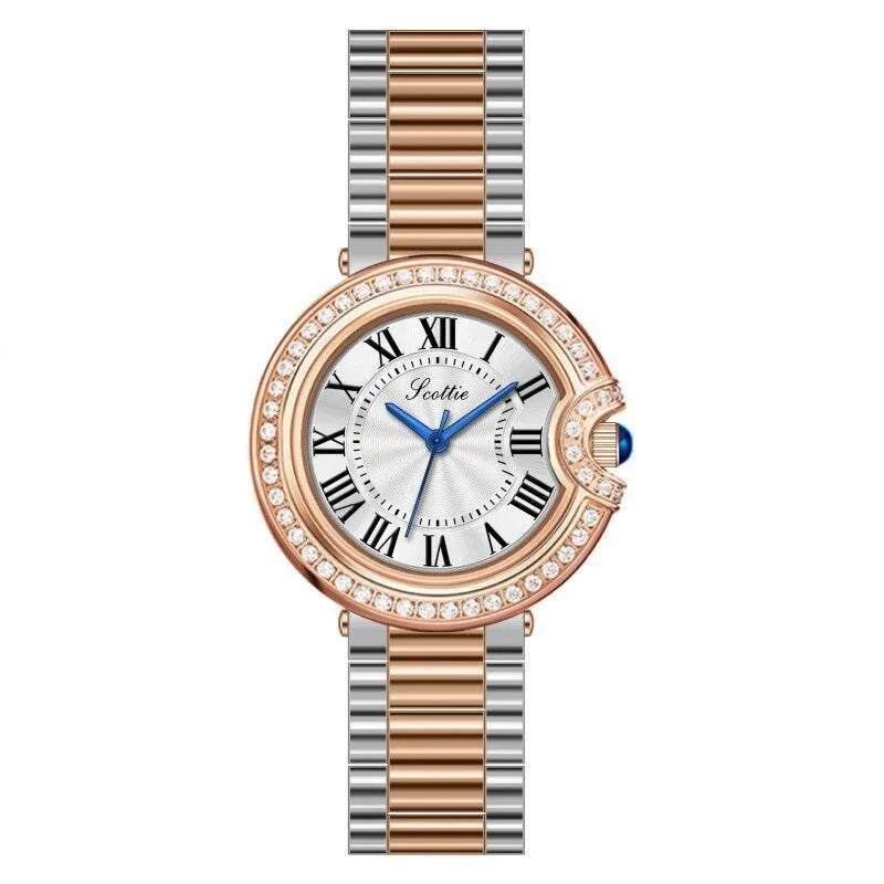 Casual Elegant Commute Round Rectangle Butterfly Double Snap Quartz Watch