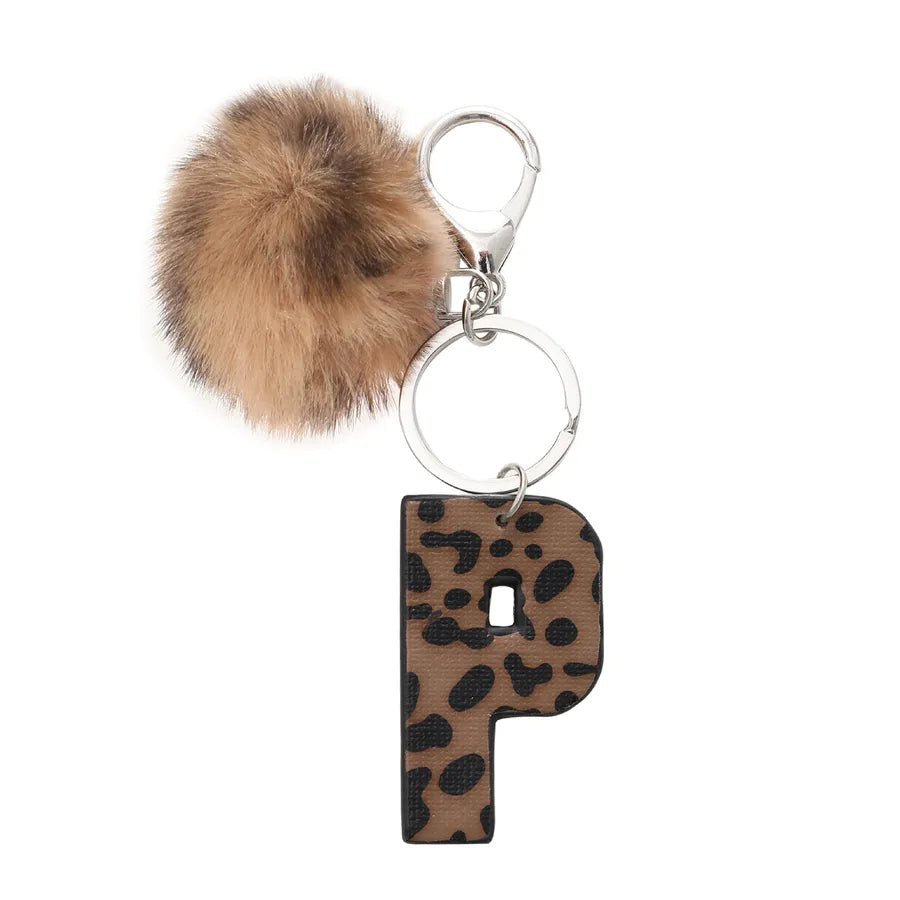 retro leopard pu leather bag pendant keychain