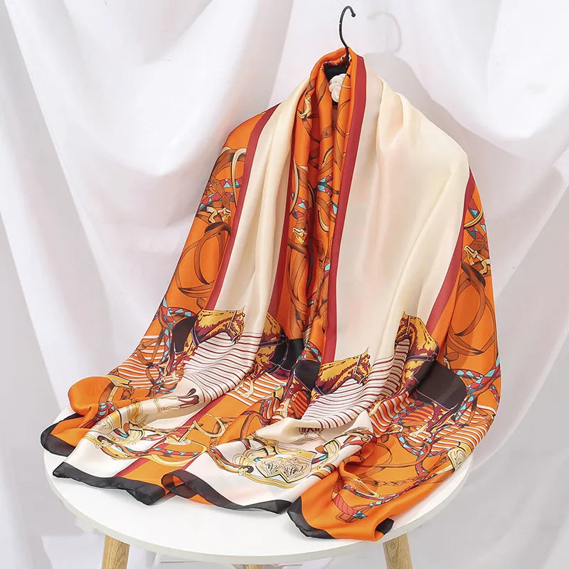 women's lady flower cloud brocade printing scarf