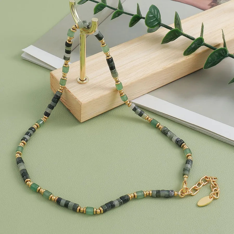 Classical Classic Style Round natural stone Copper Necklace In Bulk