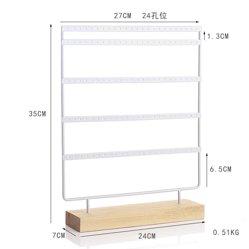 Simple Style Solid Color solid wood Iron Jewelry Display Jewelry Rack