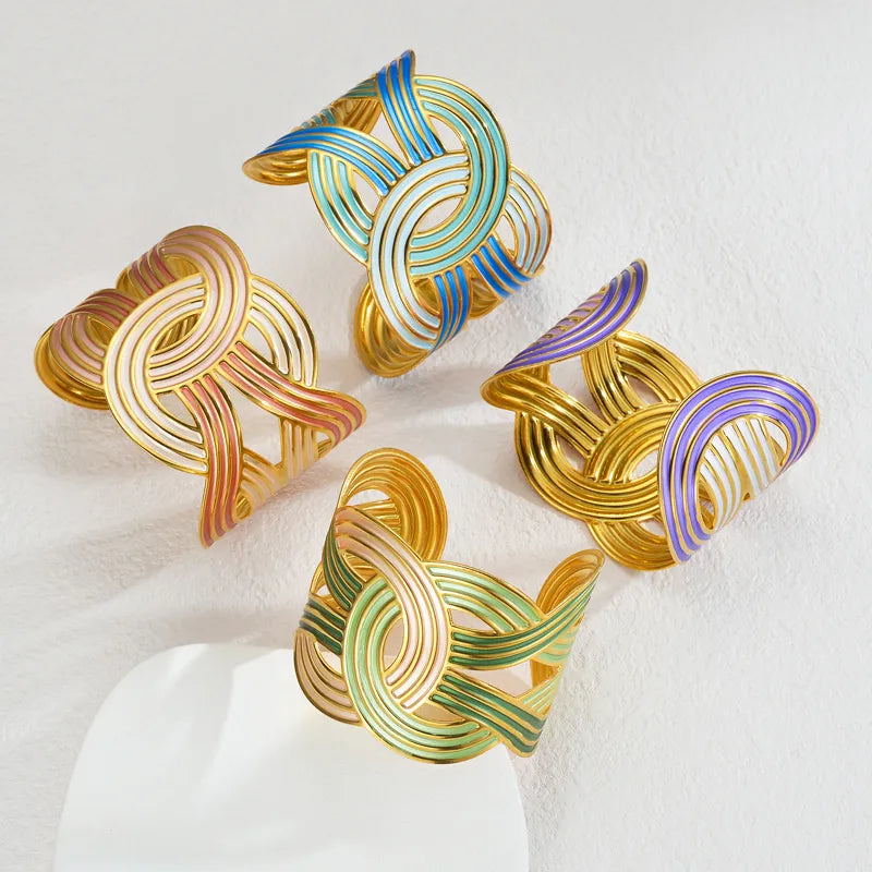 Classical Exaggerated Artistic Geometric 304 Stainless Steel Bangle In Bulk