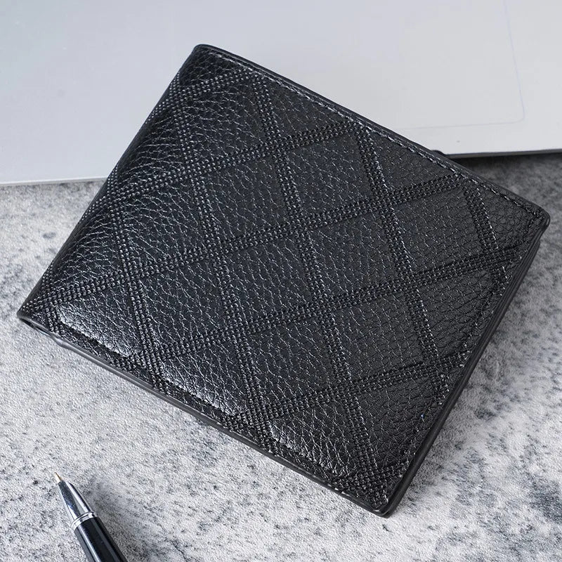 men's solid color pu leather open small wallets