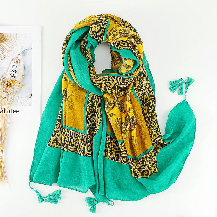 Women's Sweet Color Block Polyester Printing Scarf