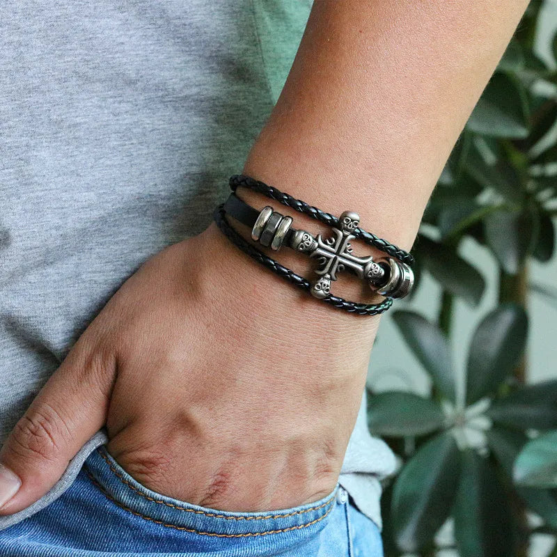 Retro Geometric Pu Leather Men's Bracelets