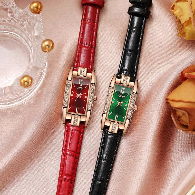 Retro Solid Color Buckle Quartz Watch Women's Watches