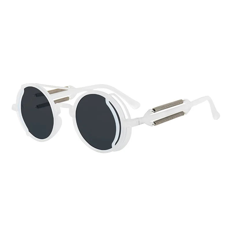 classic style solid color ac round frame full frame men's sunglasses