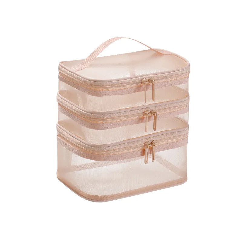 grid visual large multi-functional travel cosmetic storage bag