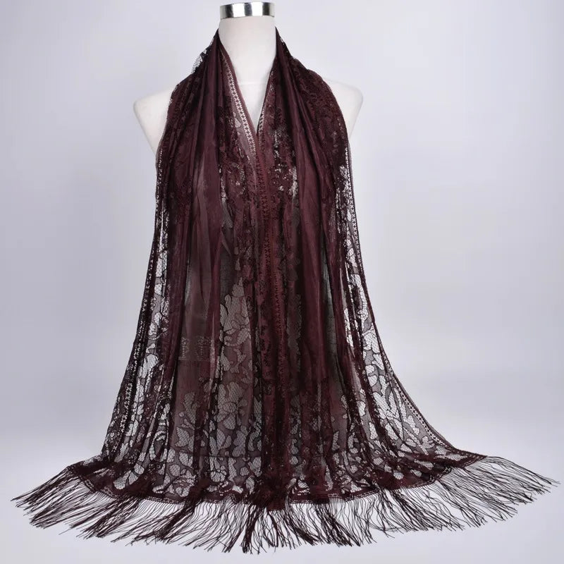women's streetwear solid color polyester tassel winter scarves
