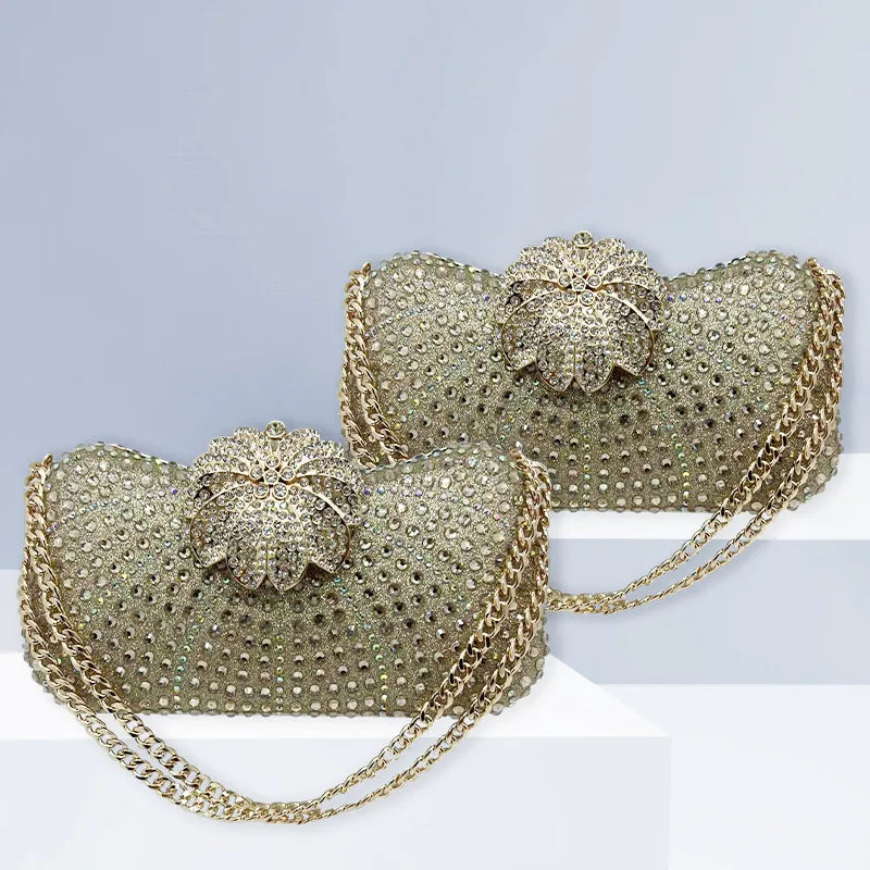 Gold Pu Leather Solid Color Dumpling Shape Evening Bags