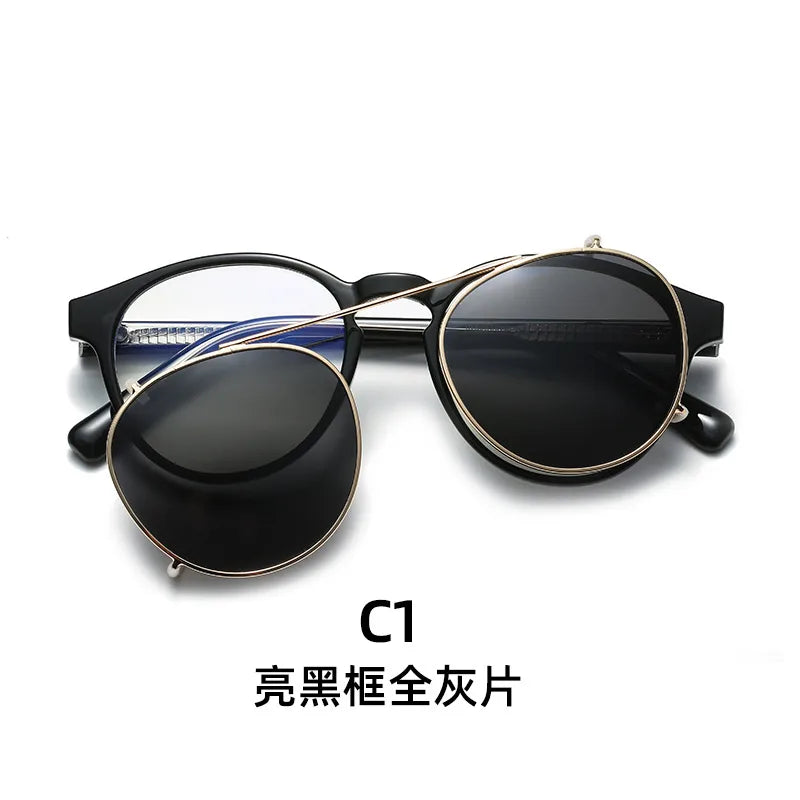 Casual Simple Style Solid Color Tac Round Frame Full Frame Men's Sunglasses