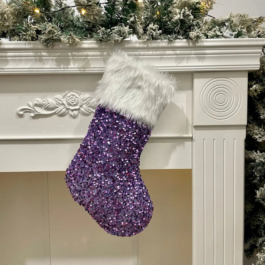 Christmas Cute Sequins Solid Color Party Gift Bags