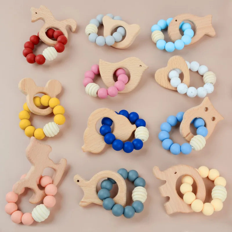cute solid color beech silicone teething stick baby accessories