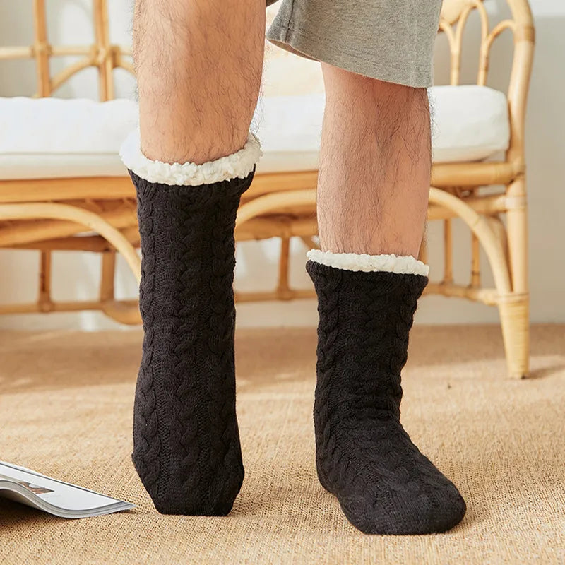 Men's Simple Style Solid Color Polyester Polyacrylonitrile Fiber Crew Socks A Pair