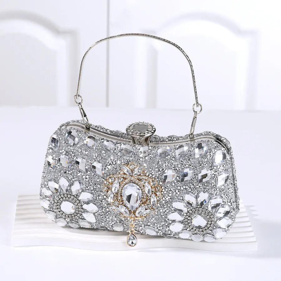 Polyester Geometric Rhinestone Square Evening Bags