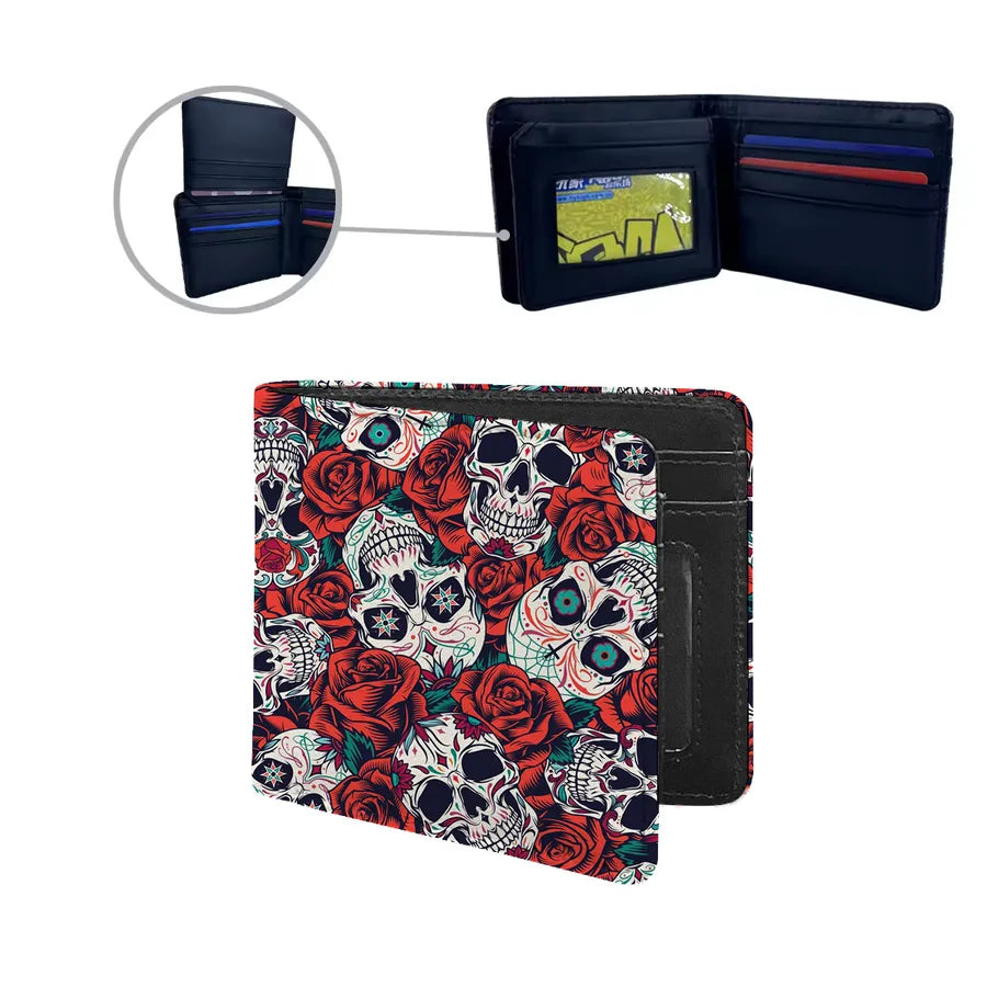 Men's Skull Pu Leather Flip Cover Wallets