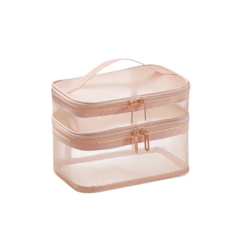 grid visual large multi-functional travel cosmetic storage bag