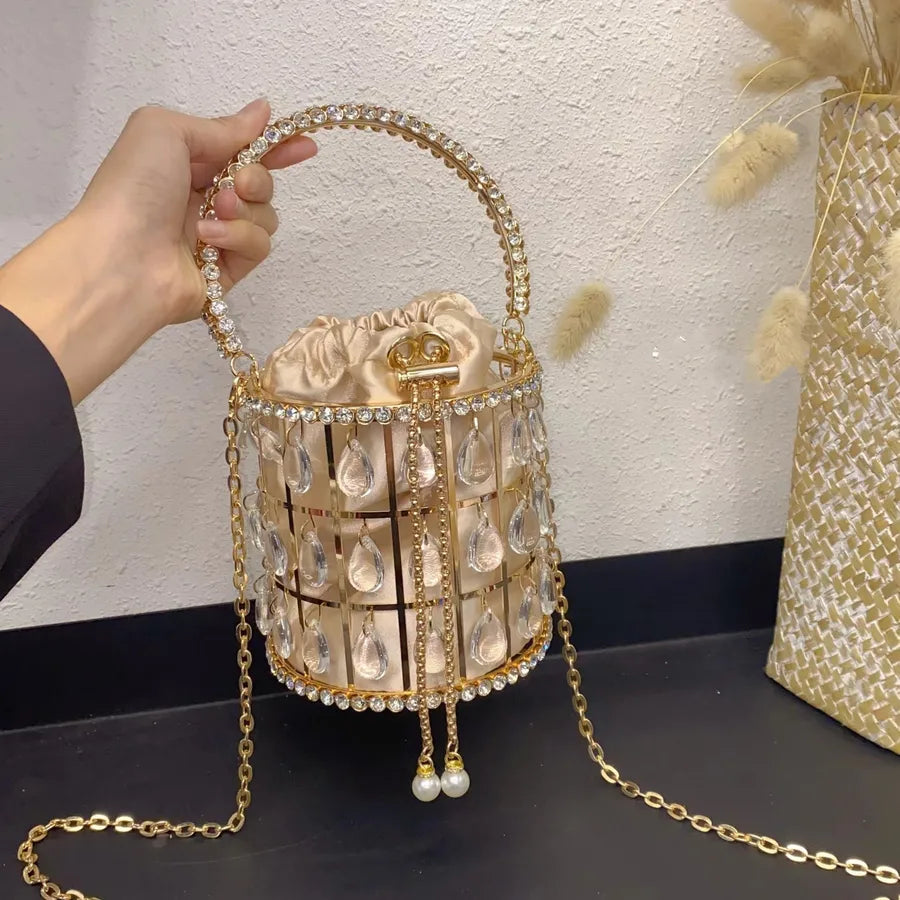 Metal Solid Color Bucket Evening Bags