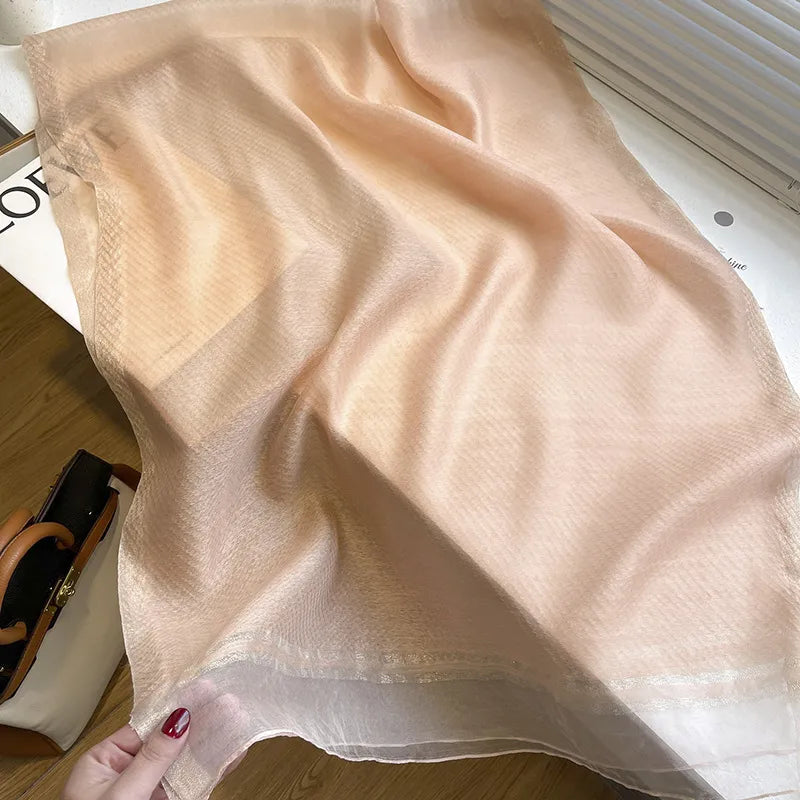 women's simple style solid color  silk fleece silk scarf