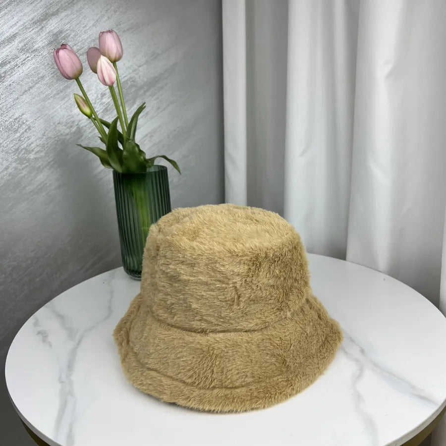 women's basic solid color curved eaves bucket hat