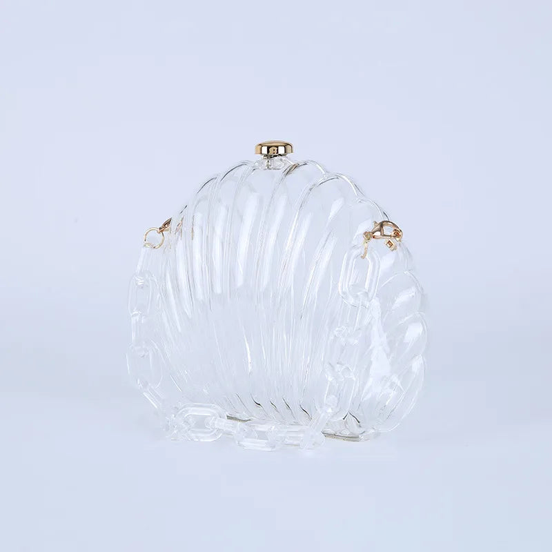 Women's Small Plastic Solid Color Elegant Shell Lock clasp Dome Bag