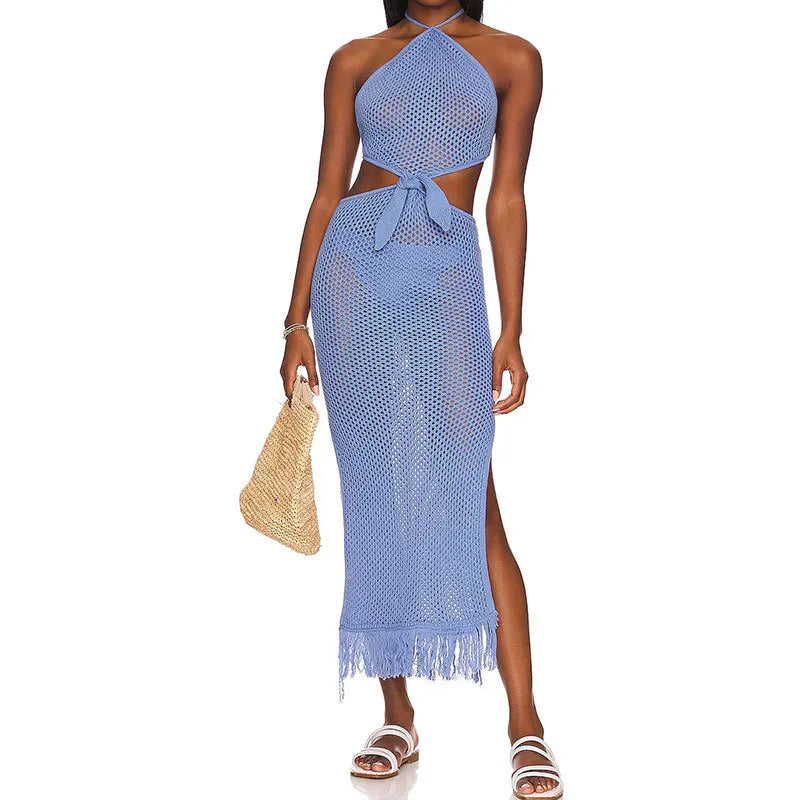 women's solid color vacation sexy cover ups