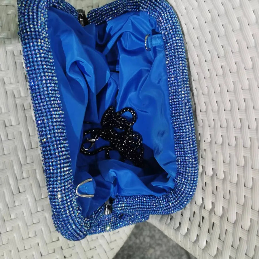 silver gold blue pvc solid color square evening bags