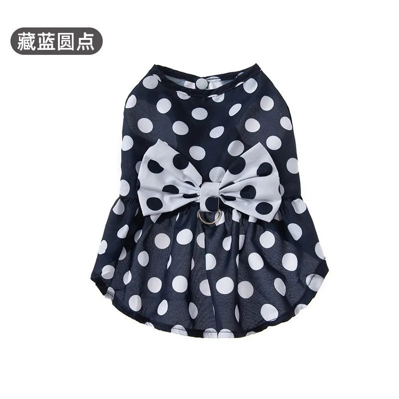 cute polyester strawberry bow knot pet clothing