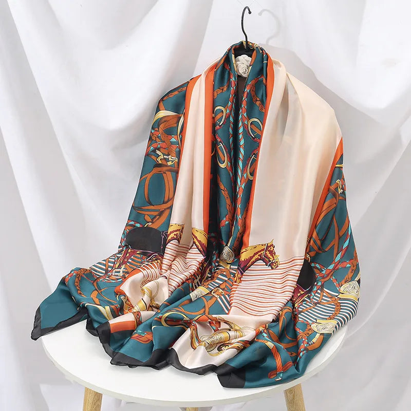 women's lady flower cloud brocade printing scarf