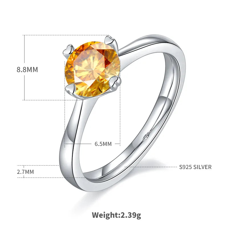 925 Sterling Silver Moissanite Round Rings