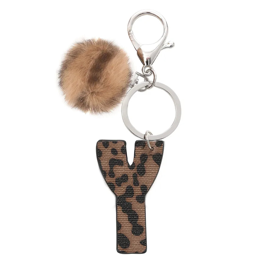 retro leopard pu leather bag pendant keychain