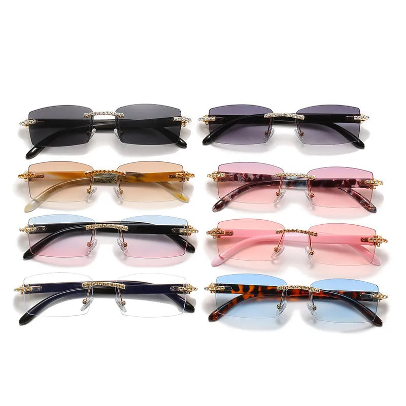 Retro Vacation Rectangle Pc Square Frameless Men's Sunglasses
