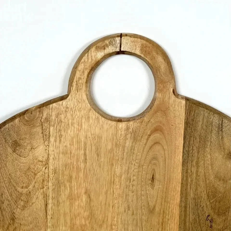 Wooden Round Chopping Board With Ring Handle, Cheese Serving Board