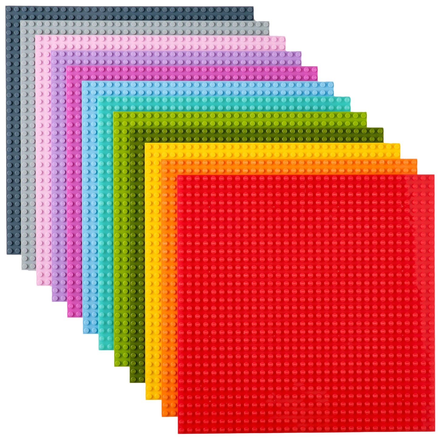 Strictly Briks Stackable Baseplates – 12 Pack 10x10, 32x32 Studs, Lego Compatible