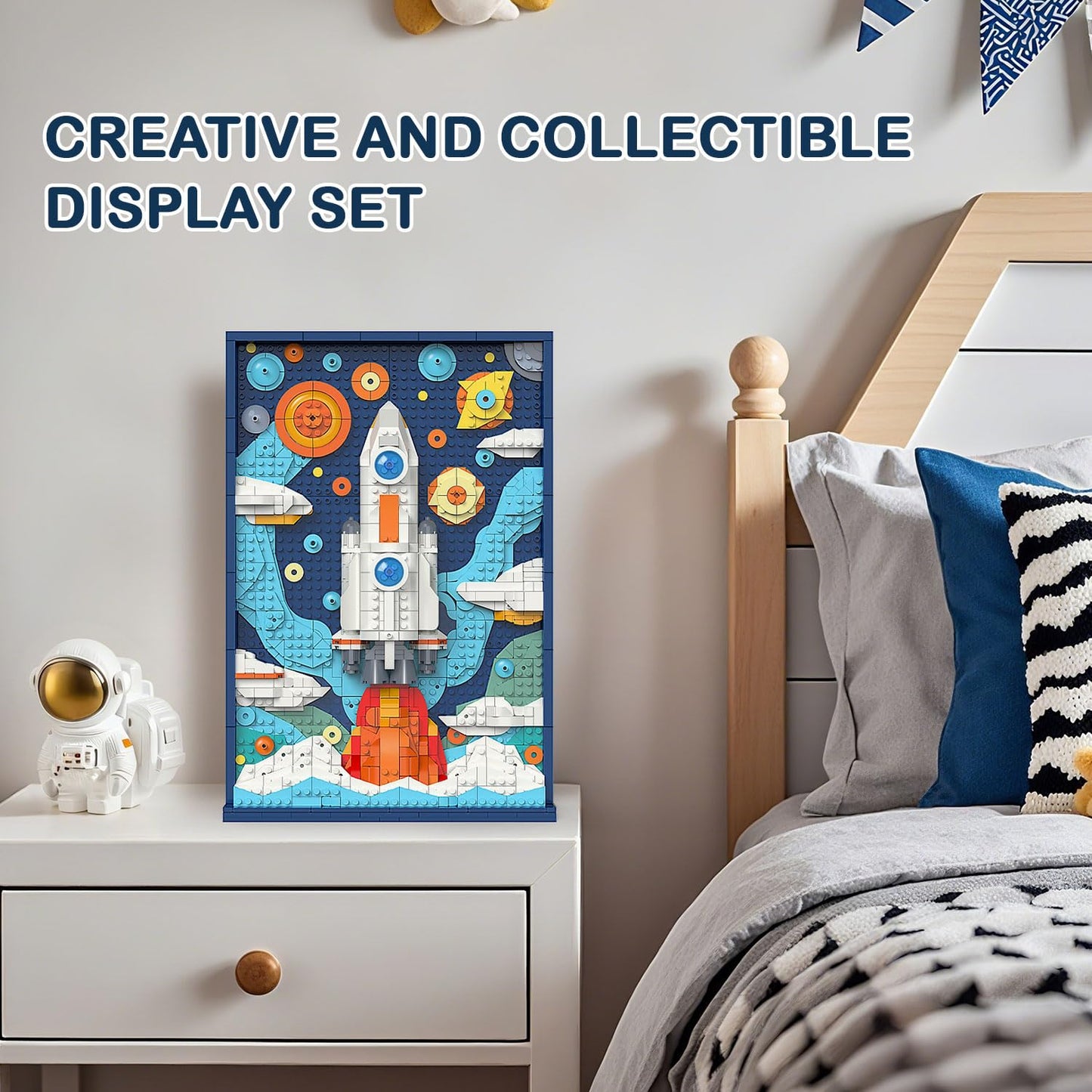TG BLOCKS Micro Brick Rocket Building Set – 3D Wall Art & Desk Display