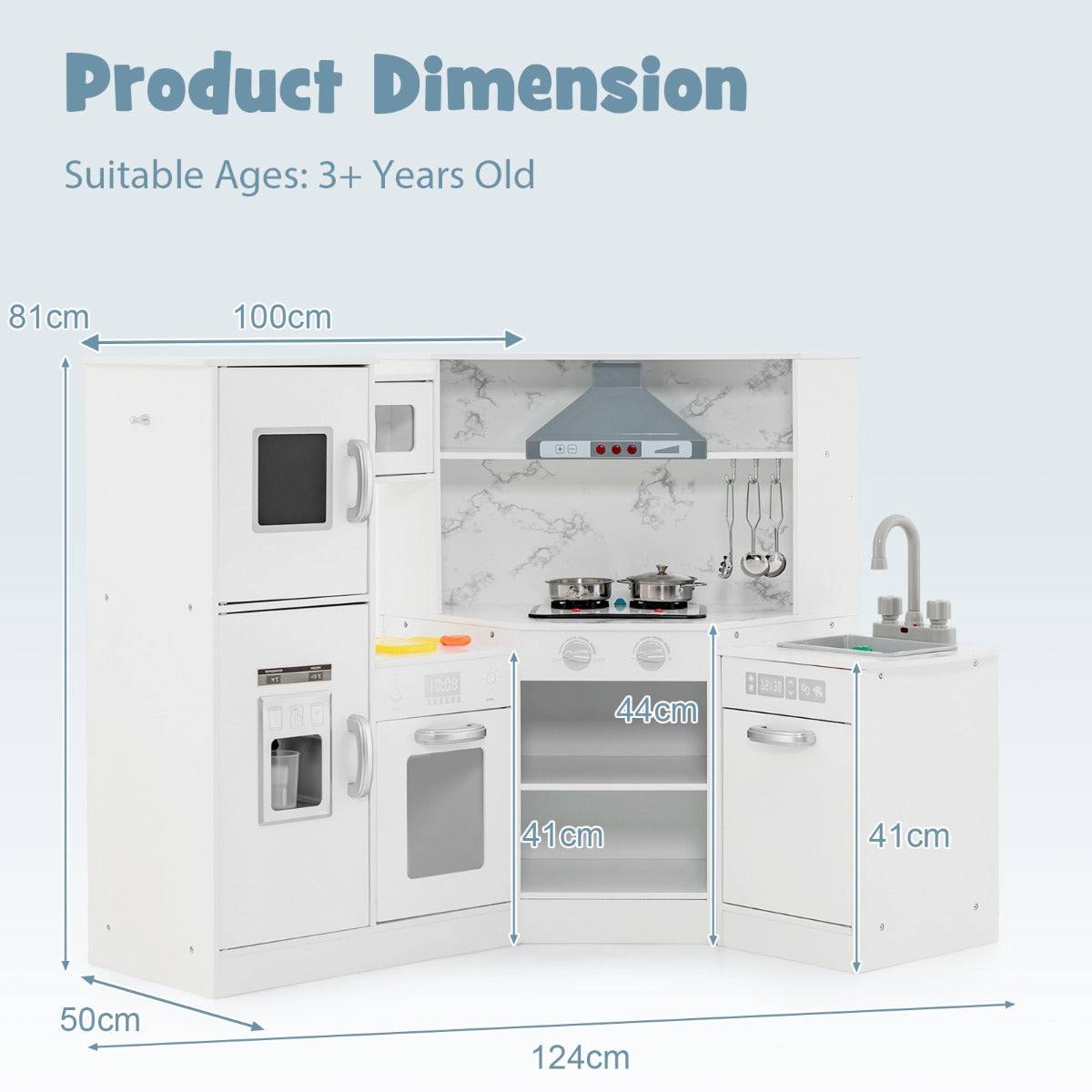 Kids Corner Kitchen Playset with Separated Washing Basin-Coffee