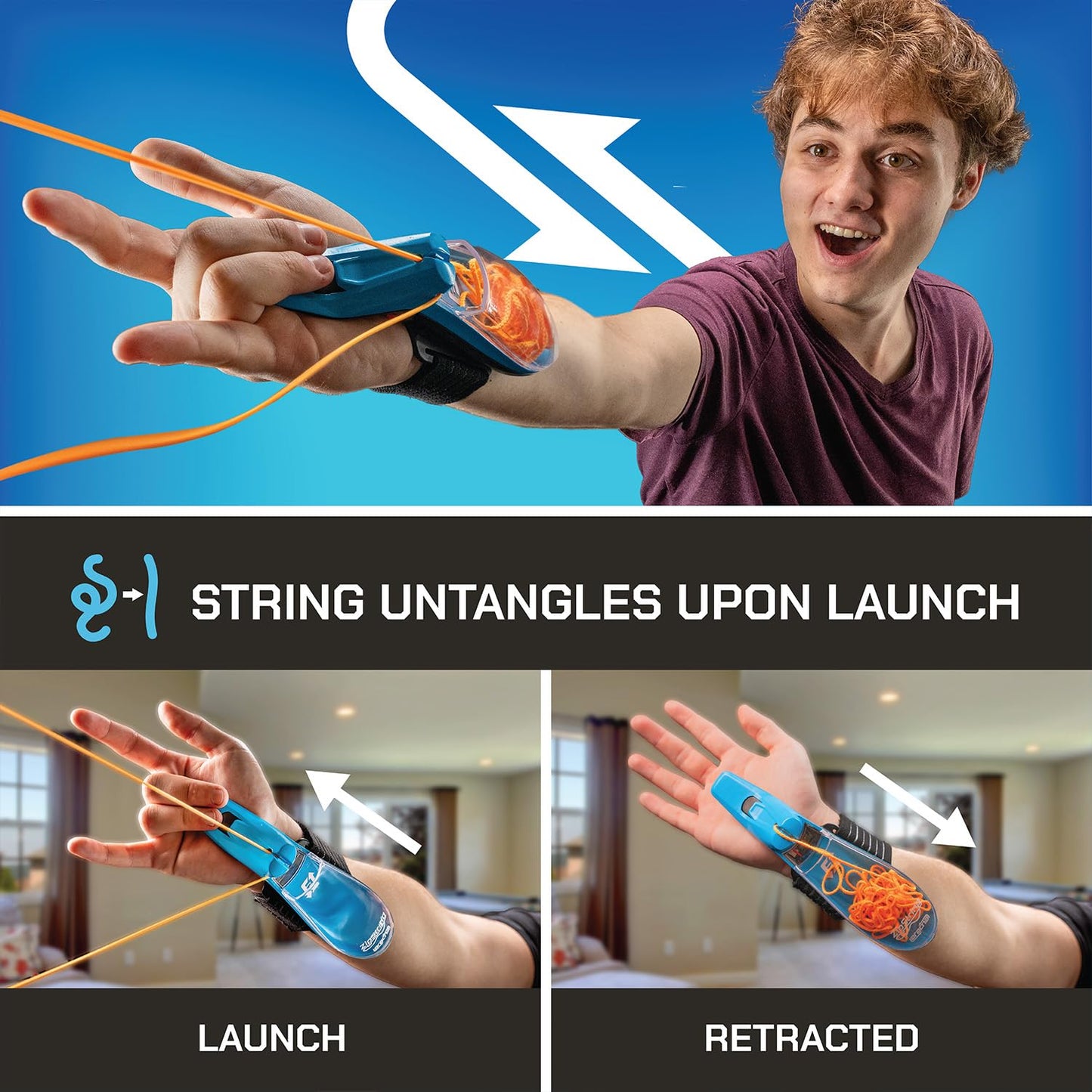 ZipString Aracna Glow-in-the-Dark Webshooter – Durable, Reloading Superhero String Launcher