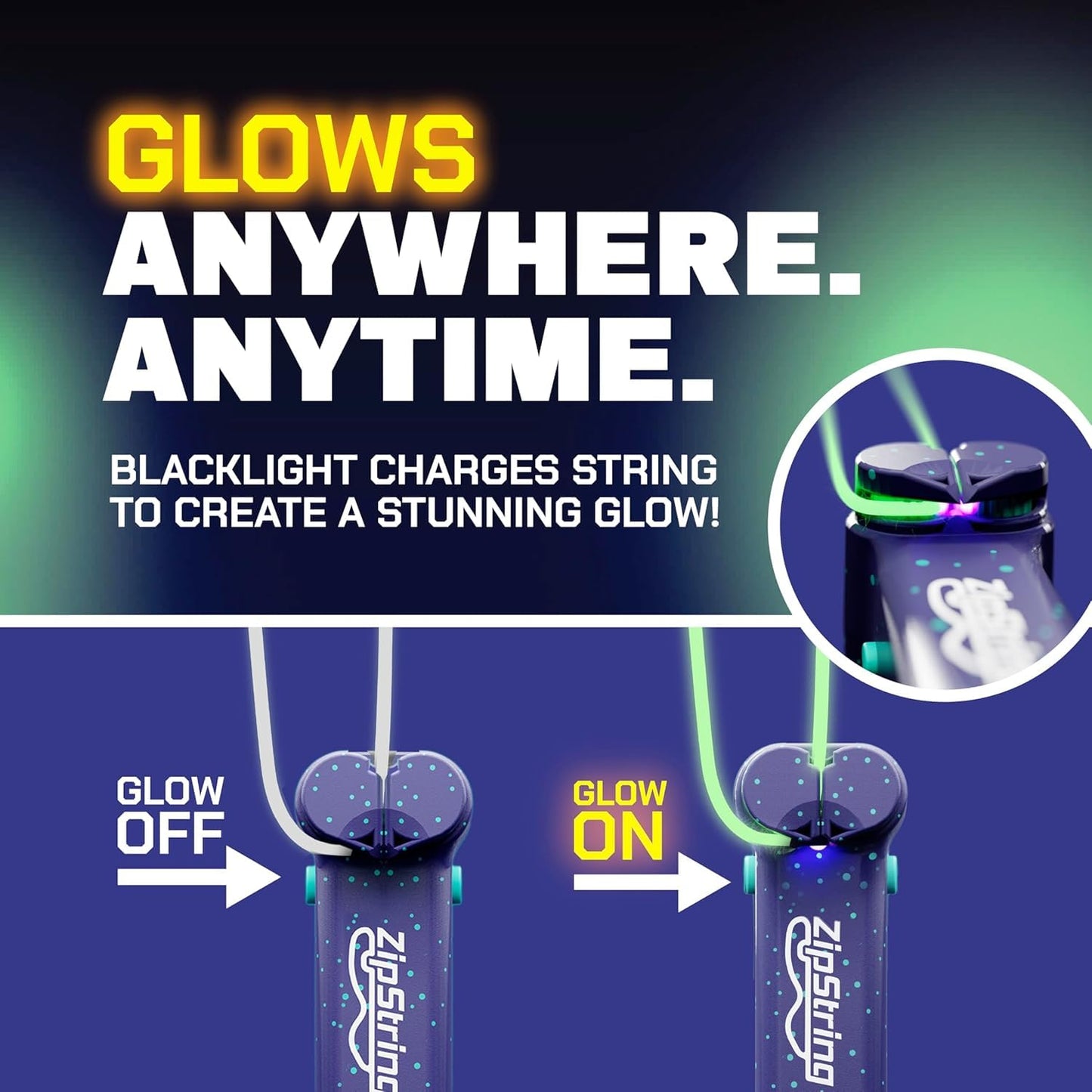 ZipString Luma: Glow-in-The-Dark String Toy with LED, USB-C Rechargeable
