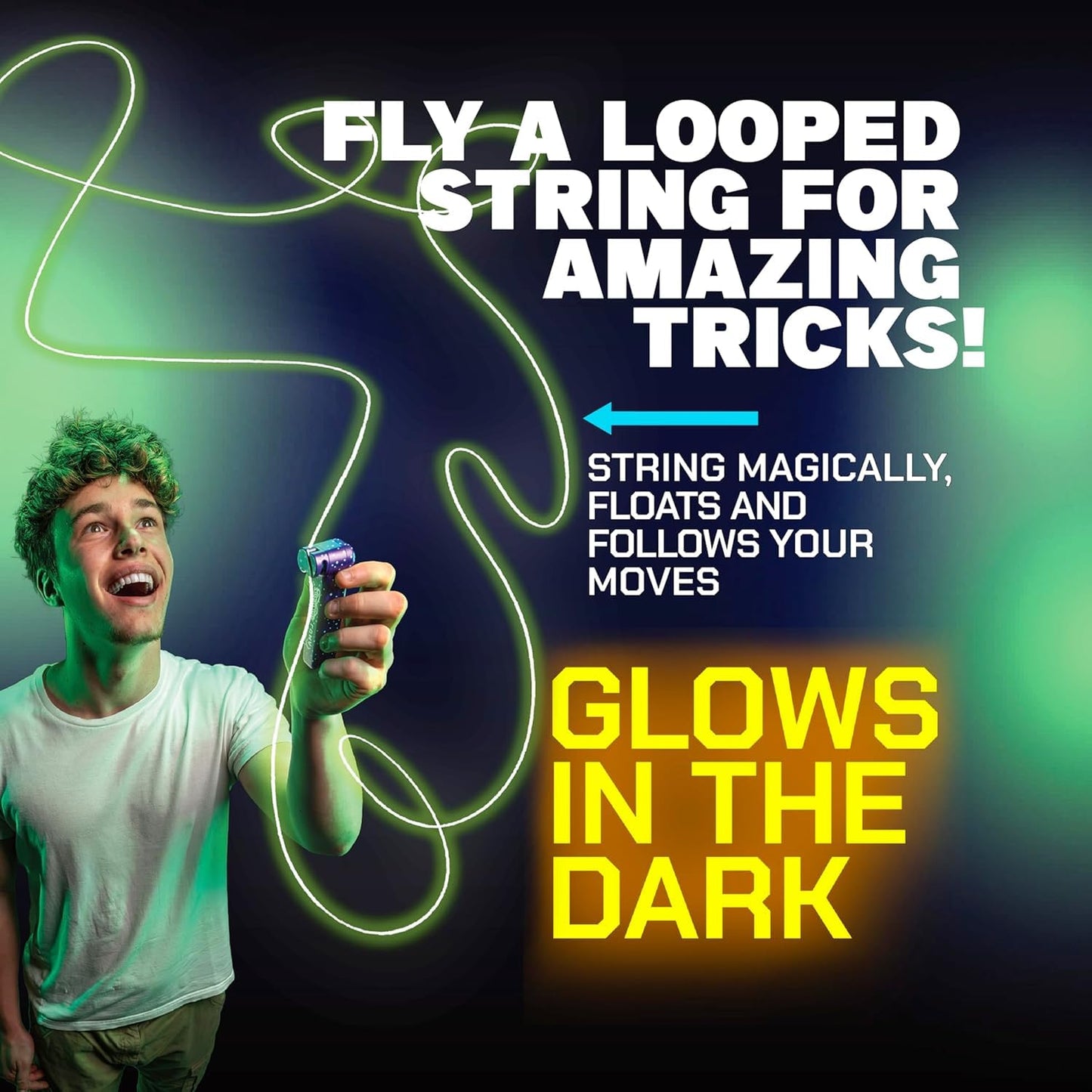 ZipString Luma: Glow-in-The-Dark String Toy with LED, USB-C Rechargeable